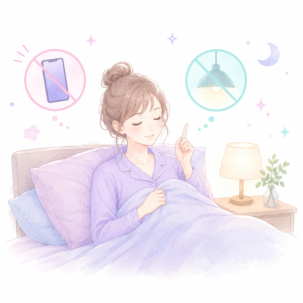 スマホや照明を控えるイメージ