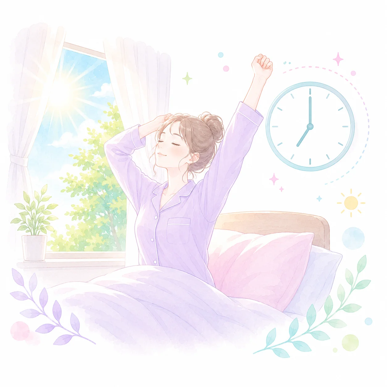 日光を浴びる・同じ時間に起きるイメージ