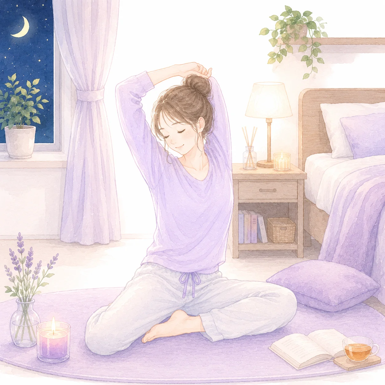 寝る前のストレッチイメージ